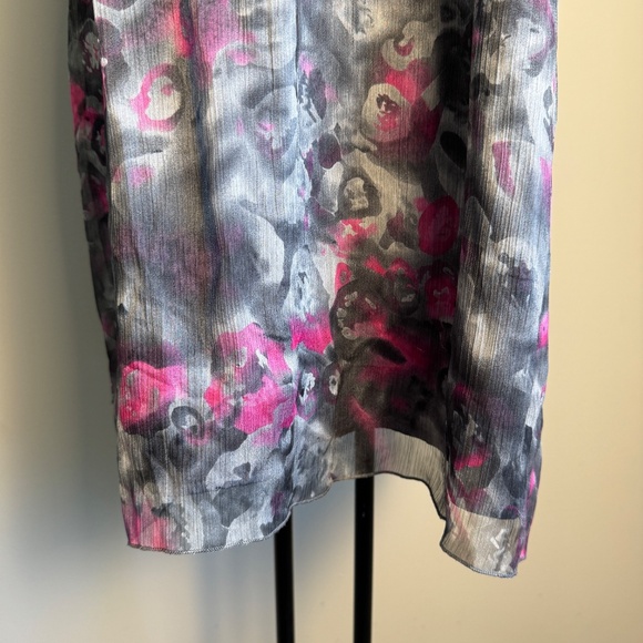 Kensie Pretty Abstract Print Spaghetti Strap Babydoll Satin Tunic Size L Fairy - Picture 3 of 15